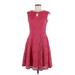 London Times Casual Dress - Fit & Flare Keyhole Sleeveless: Pink Dresses - Women's Size 6