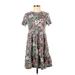 Lily Rose Casual Dress - DropWaist: Gray Acid Wash Print Dresses - Women's Size Small