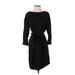 Three Dots Casual Dress - Sweater Dress: Black Solid Dresses - Women's Size Small