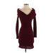Charlotte Russe Cocktail Dress - Sweater Dress: Burgundy Dresses - Women's Size Small