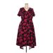 Lane Bryant Casual Dress: Burgundy Floral Motif Dresses - Women's Size 18 Plus