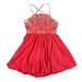 Free People Dresses | Free People Mini Dress Small Red Spaghetti Strap Floral Lace Tunic Boho Strappy | Color: Red | Size: S