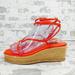 Nine West Shoes | New Nine West Womens Alexx3 Strappy Platform Casual Wedge Sandals Shoes I507 | Color: Orange/Red | Size: 10