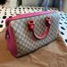 Gucci Bags | Gucci Rare Colorblock Boston Supreme Medium Handbag Travel Bag Pink & Red | Color: Pink/Tan | Size: Os