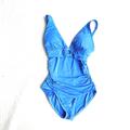 Michael Kors Swim | Michael Michael Kors Rouched Sides One Piece Blue Swimsuit Size 8 | Color: Blue | Size: 8