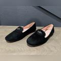 Kate Spade Shoes | Kate Spade Claudia Loafers Black Suede Logo Flats Size 8b | Color: Black | Size: 8