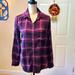 American Eagle Outfitters Tops | American Eagle Outfitters Plaid Blouse Boyfriend Fit With Pocket Size S | Color: Black/Purple | Size: S