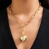 Anthropologie Jewelry | Adalia Puffy Heart Link Necklace | Color: Gold | Size: Os