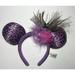 Disney Accessories | Disney Parks Minnie Mouse Ears Purple Cheetah Sequin & Feathers Headband | Color: Black/Purple | Size: Os