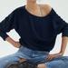 Anthropologie Tops | Maeve Anthropologie Blue Long Sleeve Ribbed Kasi Slouchy Top Size Xs | Color: Blue | Size: Xs