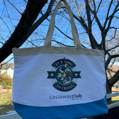 Disney Bags | Disney Cruise Line Dcl Castaway Club Zip Tote Bag 25th Anniversary At Sea | Color: Blue/White | Size: Os