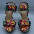 Jessica Simpson Shoes | Jessica Simpson - Jeisha - Pink & Green Tropical Wedge Sandal - 9.5 | Color: Green/Pink | Size: 9.5