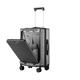 Meechi Suitcase Suitcase Front Opening Aluminum Frame Rolling Luggage Spinner Cup Holder Stand Cabin Travel Bag (Color : Dark Grey Zipper, Size : 18")