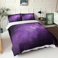 ELedvb Purple Starry Night Duvet Cover Star Sky Bedding Set Quilt Cover 3D Print Comforter Cover for Adult Teens Kids Bedspread Cover Bedding Set Microfiber Duvet Cover Set 3 Pcs Double（200x200cm）