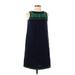 J.Crew Factory Store Casual Dress - Mini Crew Neck Sleeveless: Blue Print Dresses - Women's Size 2X-Small