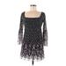 INC International Concepts Casual Dress: Black Damask Dresses - Women's Size Medium