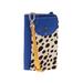 Thacker Leather Crossbody Bag: Blue Animal Print Bags