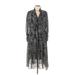 Calvin Klein Casual Dress - Midi V Neck Long sleeves: Gray Dresses - Women's Size 6