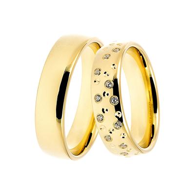 Trauring DOOSTI "Schmuck Geschenk Silber 925 Trauring Ehering Partnerring LIEBE" Gr. 58, gold (gelbgoldfarben, kristallweiß), Fingerringe, 58,mit Zirkonia, Silber 925 (Sterlingsilber), 5,5mm, Made in Germany - wahlweise mit oder ohne Zirkonia Image