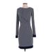 MICHAEL Michael Kors Casual Dress - Sweater Dress: Blue Chevron/Herringbone Dresses - Women's Size X-Small