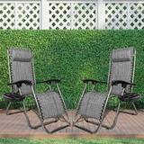 Set Of 2 Zero Gravity Chair Patio Folding Lawn Outdoor Lounge Gravity Camp Reclining Lounge Chair for Poolside Backyard