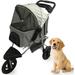 Critter Sitters Single 3 Wheel Jogging Pet Stroller for Pets 55 Lbs. and Under with Storage Basket, Gray