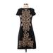 DressBarn Casual Dress - Midi: Black Baroque Print Dresses - Women's Size Small