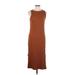 Old Navy Casual Dress - Midi Mock Sleeveless: Brown Dresses - Women's Size Large