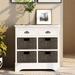 Rustic Storage Cabinet with 2 Drawers and Four Classic Rattan Basket - 28*28*11.8