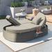 Outdoor Sun Bed Patio 2-Person Daybed with Cushions and Pillows