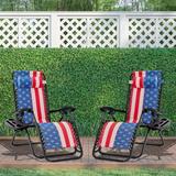 Set Of 2 Zero Gravity Chair Patio Folding Lawn Outdoor Lounge Gravity Camp Reclining Lounge Chair for Poolside Backyard