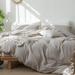 Bedding Duvet Cover Set 100% Washed Cotton Linen Like Textured Breathable Durable Soft Comfy
