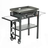 Flat Top Gas Grill 2 Burner Propane Fuelled Rear Grease Management System Outdoor Griddle Station with Cutting Board & Holder