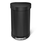 simplehuman Semi-Round Hands-Free Kitchen Step Trash Can w/ Soft-Close Lid Stainless Steel in Black | 45 Liter | Wayfair CW2099
