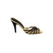 Beverly Feldman Heels: Gold Zebra Print Shoes - Women's Size 6