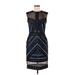 Tadashi Shoji Cocktail Dress: Blue Grid Dresses - Women's Size 6