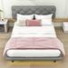 Latitude Run® Coalton Full Size Bed w/ Light Stripe & Adjust Headboard Wood & /Upholstered/Linen in Gray | 40 H x 66 W x 81 D in | Wayfair