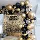 131pcs, Black And Golden Balloon Garland Arch Kit With 5 Inch+10 Inch+12 Inch+18 Inch Metallic Golden And Black Latex Confetti Balloons For Graduation Party New Year Anniversary Birthday