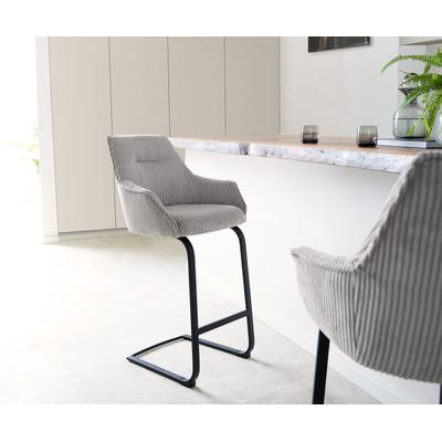DELIFE Barstuhl Alja-Flex Cord Silbergrau Freischwinger flach Metall Schwarz Taschenfederkern, Barstühle Image