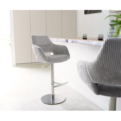 DELIFE Barstuhl Yago-Flex Cord Silbergrau Drehfuß höhenverstellbar Edelstahl drehbar Taschenfederkern, Barstühle Image