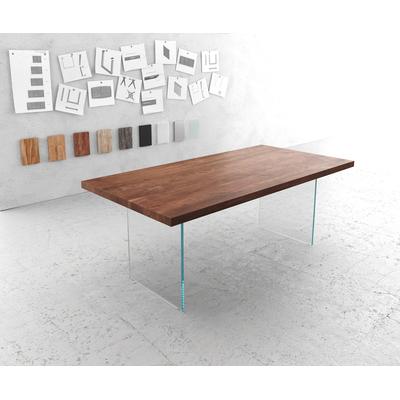 DELIFE Esstisch Edge 200x100 XL Akazie Braun Glas, Esstische Image