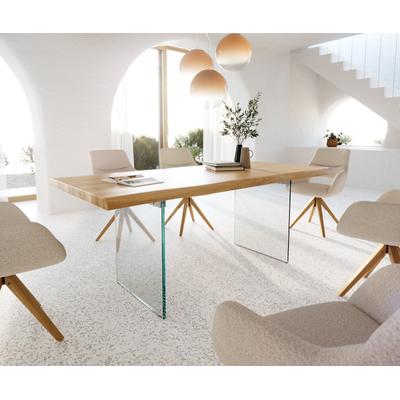 DELIFE Esstisch Edge 200x100 Eiche Natur Glas Live-Edge, Esstische, Baumkantenmöbel, Massivholzmöbel, Massivholz Image