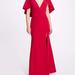 Marchesa Notte V-Neck Stretch Crepe Kaftan Dress - Red - 0