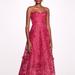 Marchesa Notte Strapless Organza Gown - Raspberry - Pink - 14