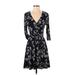 41Hawthorn Casual Dress - Wrap: Black Floral Motif Dresses - Women's Size Small Petite