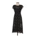 lost & wander Casual Dress - Midi: Black Floral Motif Dresses - Women's Size X-Small Petite