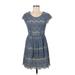 Forever 21 Contemporary Casual Dress - DropWaist: Blue Brocade Dresses - Women's Size Medium