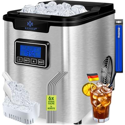 KESSER® Eiswürfelbereiter Eiswürfelmaschine Edelstahl 150W Ice Maker 12 kg 24 h 3 Würfelgrößen