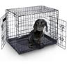 Hundebox mit Schiebetür 63x44x50 cm - faltbar - Hundebox - Reisebox - Schwarz - black - Maxxpet