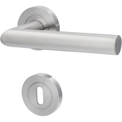Alpertec - BB-Rosettengarnitur Solid 9 Edelstahl silber rund Beschläge Image